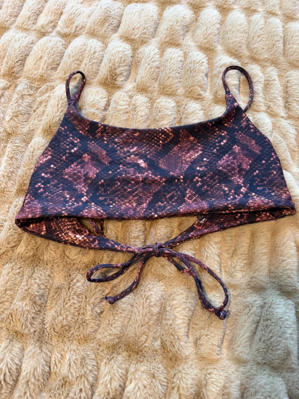 Skatie Black and Pink Snake Print Bikini Top